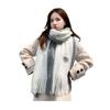 Winter Women Scarf Thick Warm Long And Width Color Matching Patchwork Windproof Tassel Decor Anti-shrink Heat Retention Outdoor