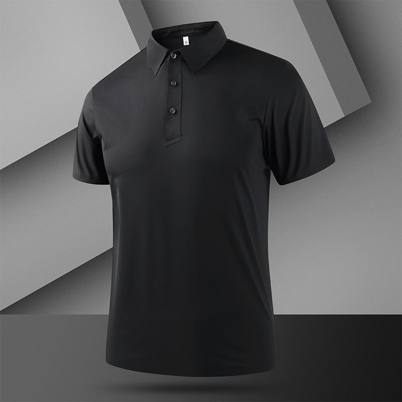 Men's Business Lapel POLO Shirt Men's Ice Silk Quick-drying Short-sleeved Men's Thin Breathable Casual Half-sleeve