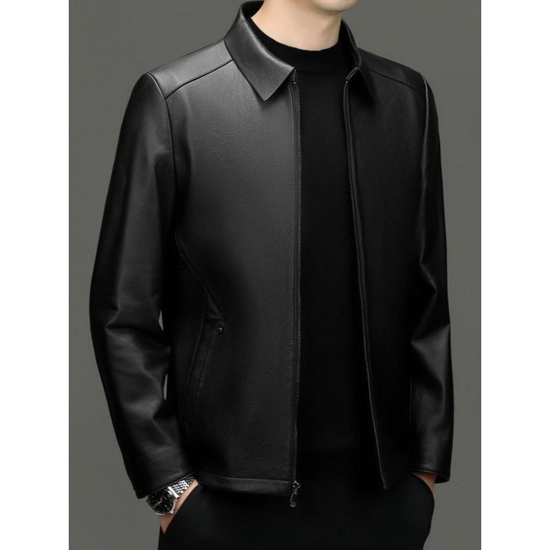 Goatskin Leather Jacket Autumn and Winter New Middle-aged Business Casual Leather Jacket