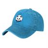 Panda Logo Washed Canvas Baseball Cap Classic Black Adjustable Hat with Embroidered Design for Unisex  Women