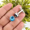 Swiss Blue Topaz Gemstone 925 Sterling Silver Jewelry Handmade Cufflinks 0.51" CL-3-2