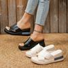 Summer New Casual Fashion Solid Color Elegant Flat Bottom Round Head Comfortable Wedge Heel Simple Women's Outer Slippers
