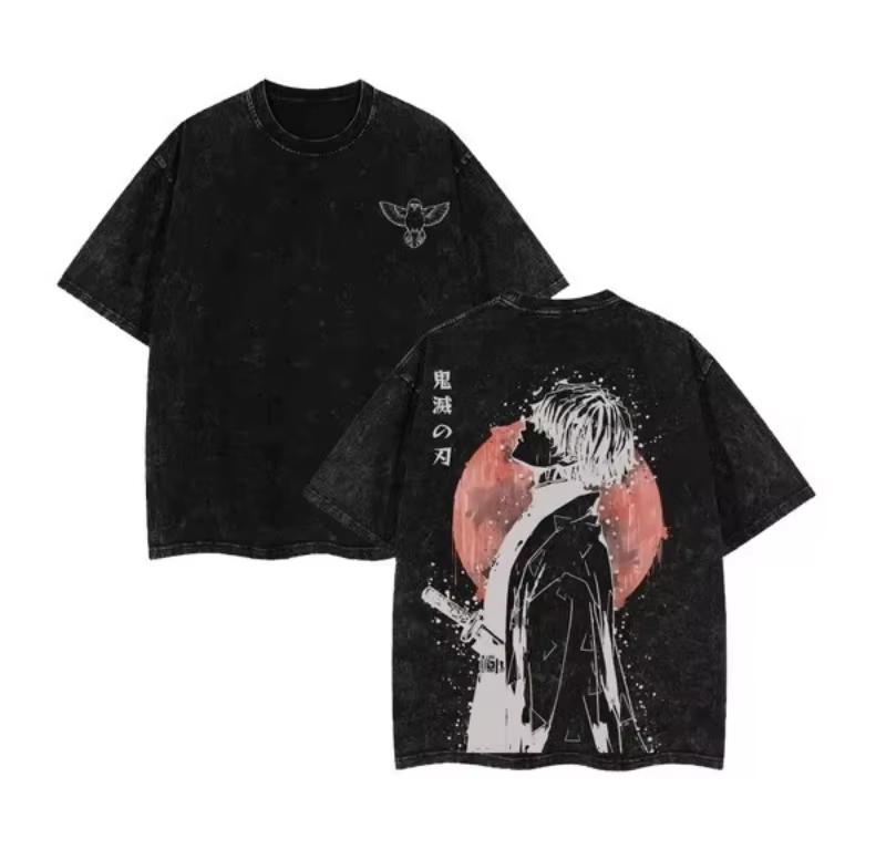 Demon Slayer Anime Man Women cotton Short Sleeve Tee Streetwear Vintage Washed Tshirt Casual Tops Summer Yk New
