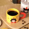 Ретро кружка для девочки с крышкой, керамическая чашка с высоким горлышком, креативная чашка для воды, офисная чашка для кофе, чашка для завтрака