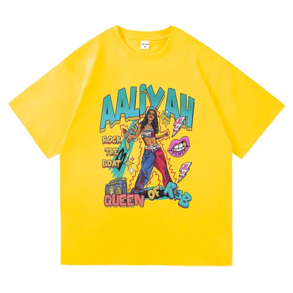 Комическая футболка Aaliyah Babygirl 90-х Мерч RB-исполнителя Харадзюку Унисекс Хлопковая рубашка Смешной принт Удобные футболки для женщин и мужчин