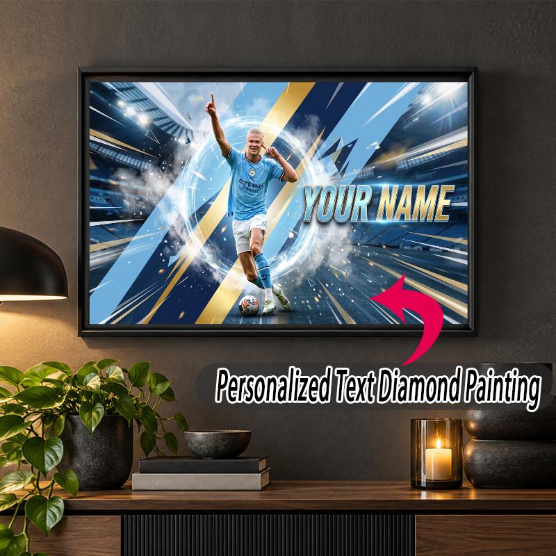 Erling Haaland Custom Name Text 5D Diamond Painting Kit DIY Full Drill Diamond Art Decoration