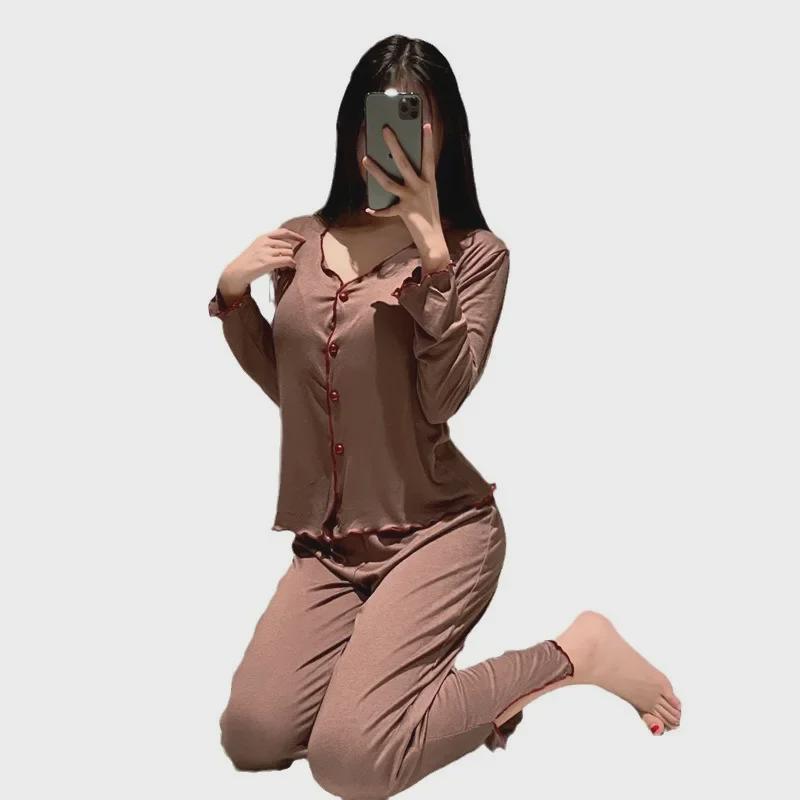 Женская пижама Taro Purple Modal Cotton во французском стиле с длинными рукавами и подкладками для груди — идеальный вариант для весны и осени.
