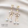 Новые серьги-клипсы с жемчужным цветком, длинные, темпераментные, с жемчужной цепочкой, кисточкой, серьги без пирсинга, женские украшения для ушей