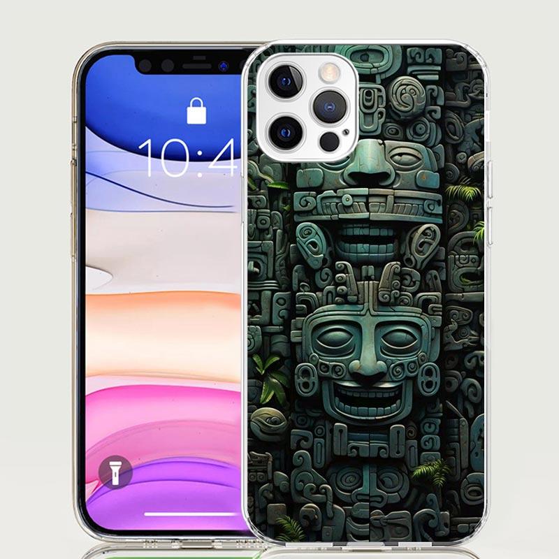 Mayan Stone Totem Pole Phone Case For iPhone 17 Air 16 15 Plus 11 14 Pro Max 13 Mini 12 7 8 + SE Pattern Art Customized Cover 17
