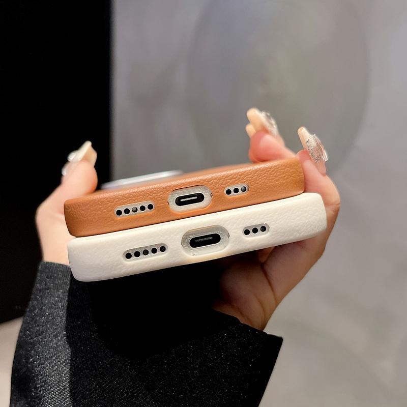 Чехол Cherry Bowknot с текстурой из кожи и тонким магнитным узором для iPhone 16 Pro Max 15 Pro 14 13 12 11 для MagSafe, противоударный, мягкий матовый чехол для телефона из ТПУ