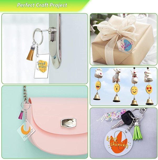 Акриловые заготовки, брелки оптом, 20/40/80 шт. в комплекте, акриловый орнамент, прозрачные заготовки, кисточки, брелок для ключей, прыгающие кольца для изготовления винила, брелок «сделай сам»