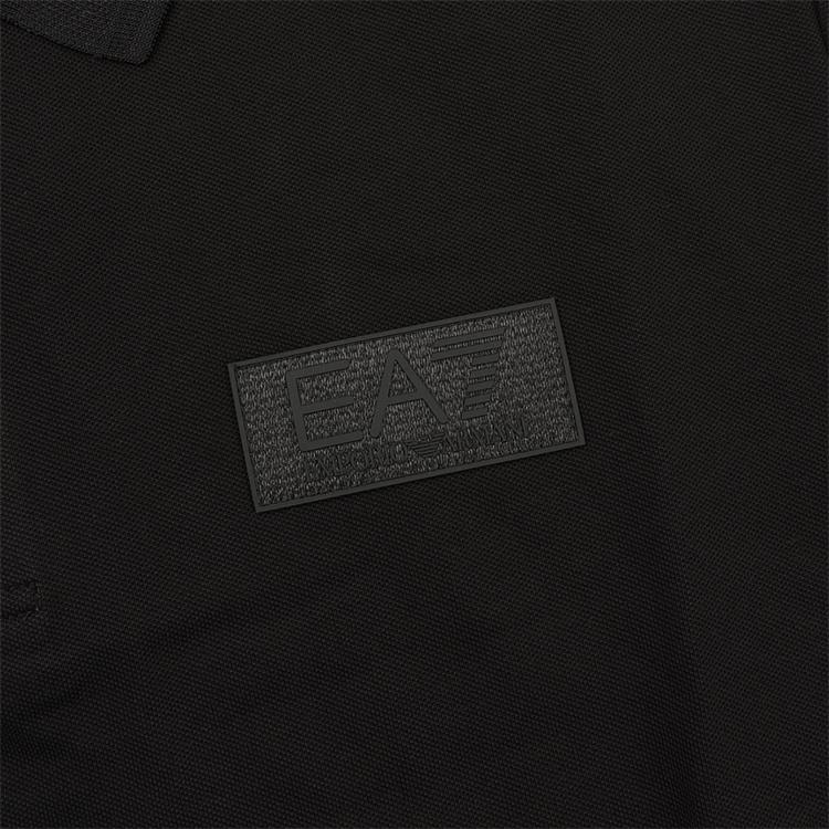 Emporio Armani EA7 Весна/Лето 25 Футболка-поло с коротким рукавом Однотонная Эластичный Хлопок Мужские топ Черный 6DPF08-PJVUZ-1200
