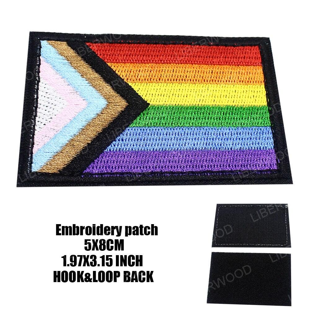 LIBERWOOD Радужный флаг, вышитая нашивка для геев, ЛГБТ, тактическая аппликация для одежды, шляпа, военная эмблема с крючком и петлей