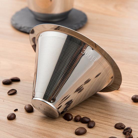 Coffee Filter Easy To Clean Stainless Steel Coffee Cone Filter Reusable Fine Mesh Strainer for Home Kitchen