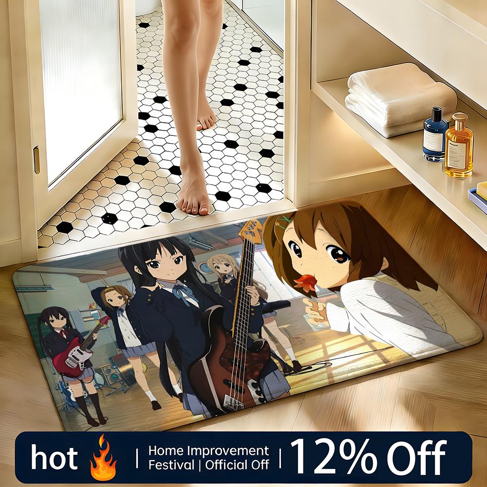 Мягкий Впитывающий Нескользящий Коврик Аниме K-K-ON! Коврик для пола Домашний декор Придверный коврик Коврик для пола в спальне Коврик для душа