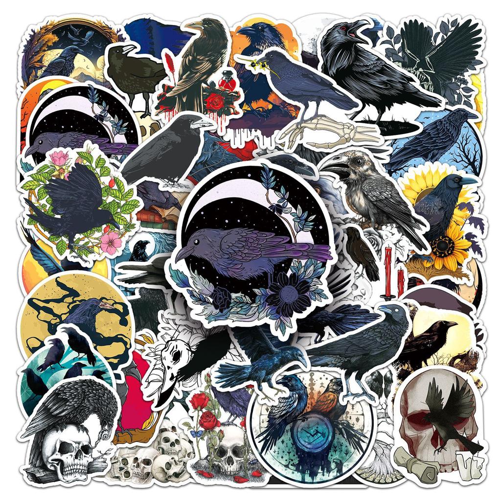 50 Crow Doodle Personality Magic Witch Creative Decoration Mobile Case Suitcase Stickers Waterproof