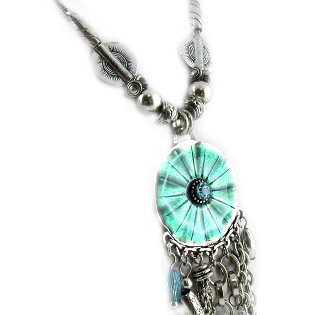 Les Trésors De Lily [E1371] - Designer Necklace 'Memories of the Past' Turquoise