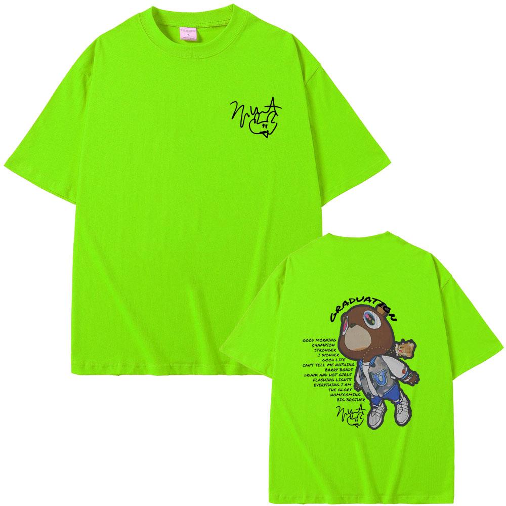 Футболка с графикой с обеих сторон Graduation рэпера Канье Уэста для мужчин и женщин, хип-хоп, оверсайз, с круглым вырезом, мужская, черные футболки Kanye