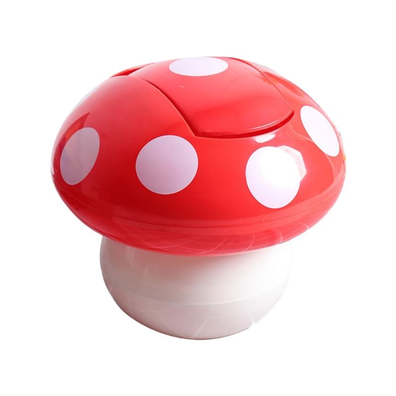 Lovely Mushroom Designs Waste Bin With Sealed Cover Sturdy ABS for Kitchen Kid Room