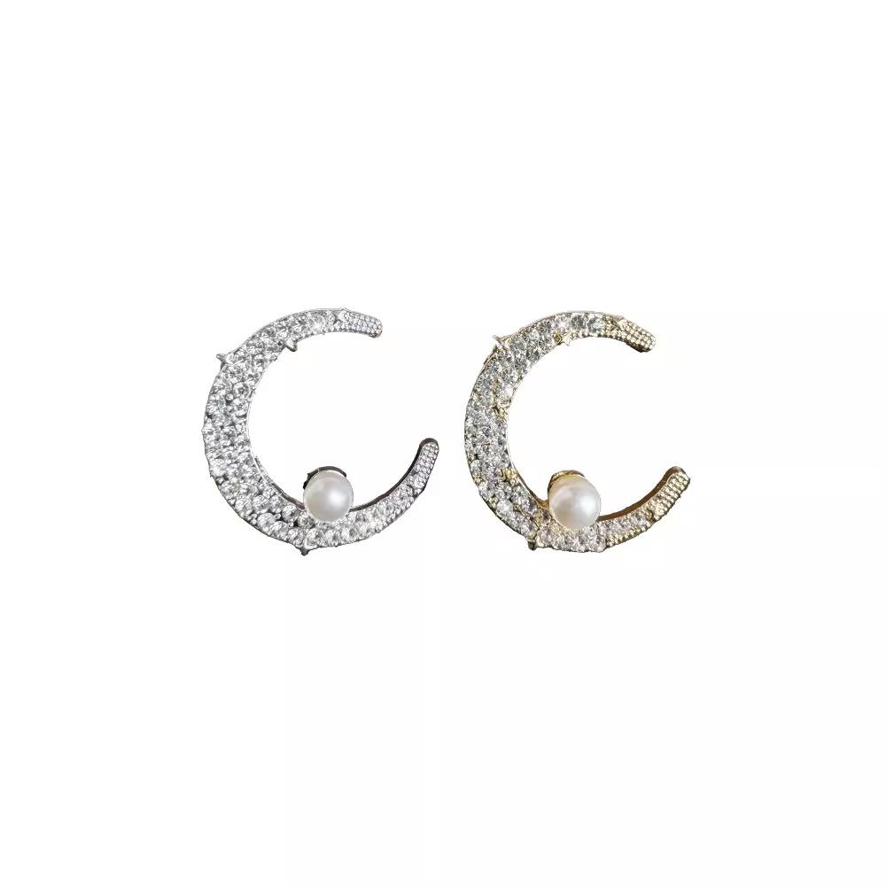 Модный дизайн Sense Flash Diamond Moon Pearl Brooch Аксессуары для одежды Модный темперамент Личность Аксессуары