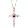 European & American Diamond-Studded Projection Necklace - Creative Cross Pendant