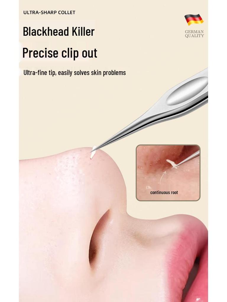 Stainless Steel Ultra-Sharp Blackhead & Acne Tweezers Set: Three-Piece Pimple Removal Tools