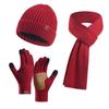 Couple Style Warm Wool Hat Knitted Plus Velvet Thickened Adult Hat Scarf Gloves Three-piece Set