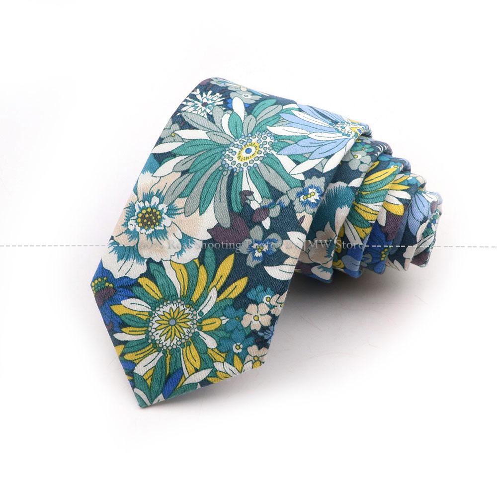 Новый шик, галстук с цветочным принтом, галстук из 100% хлопка, для мужчин, светлый цвет, повседневный узкий галстук, свадебная вечеринка