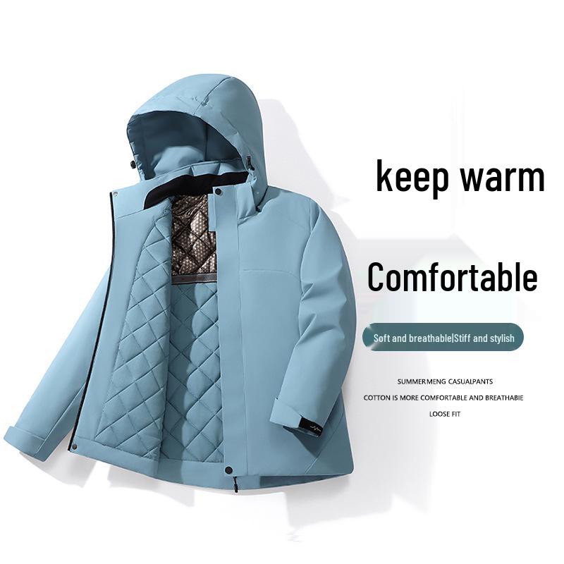 Зимняя горнолыжная куртка Di Yu Shen Long из графена - Утепленная, Теплая, Водонепроницаемая, Повседневная хлопковая верхняя одежда с капюшоном для пар