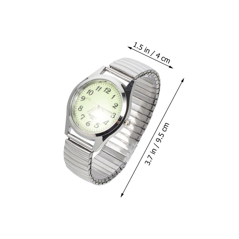 Elderly Night Glow Watches Digital Couple Elastic Band Classic Silver Color Student Casual Quartz Wristwatch Durable