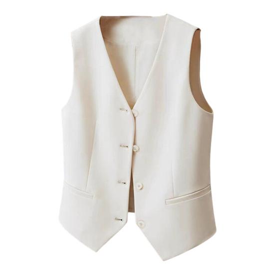 Женский жилет однобортный однотонный без рукавов с V-образным вырезом, облегающий строгий деловой кардиган в стиле ретро для офиса, свадьбы, банкета, жилет