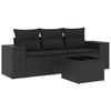 VidaXL Salon de Jardin avec Coussins 4 pcs, Canapés de Terrasse, Ensemble de Meubles de Patio, Mobilier d'Extérieur, Noir 3254602
