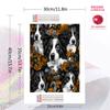 Border Collie and plants Pattern  3pcs 100% Round Full Drill 5D DIY Diamond Painting Embroidery Cross Stitch Rhinestone Décor