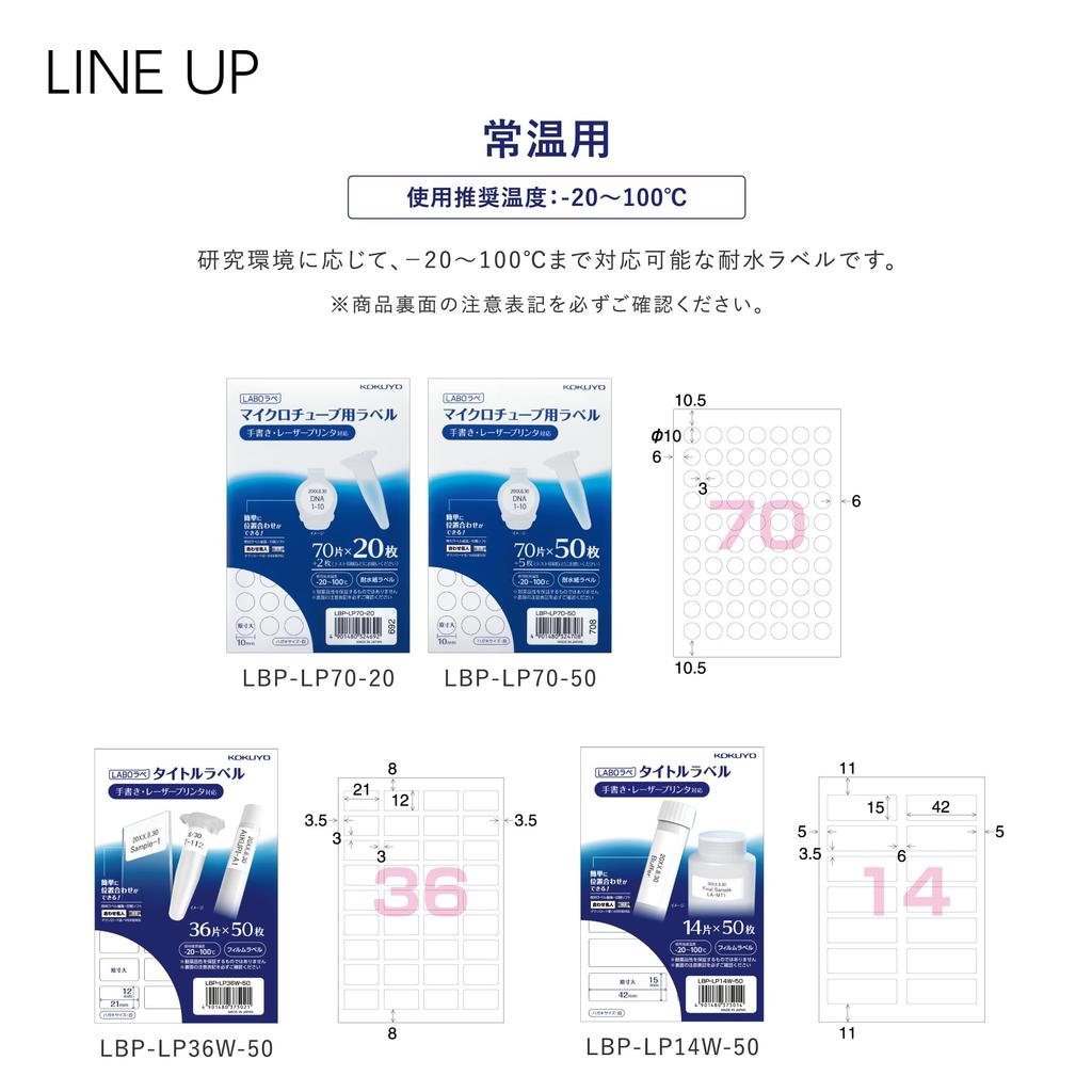 KOKUYO Этикетки для заголовков LABO Этикетки формата почтовой открытки 50 листов 36-сторонние LBP-LP36W-50