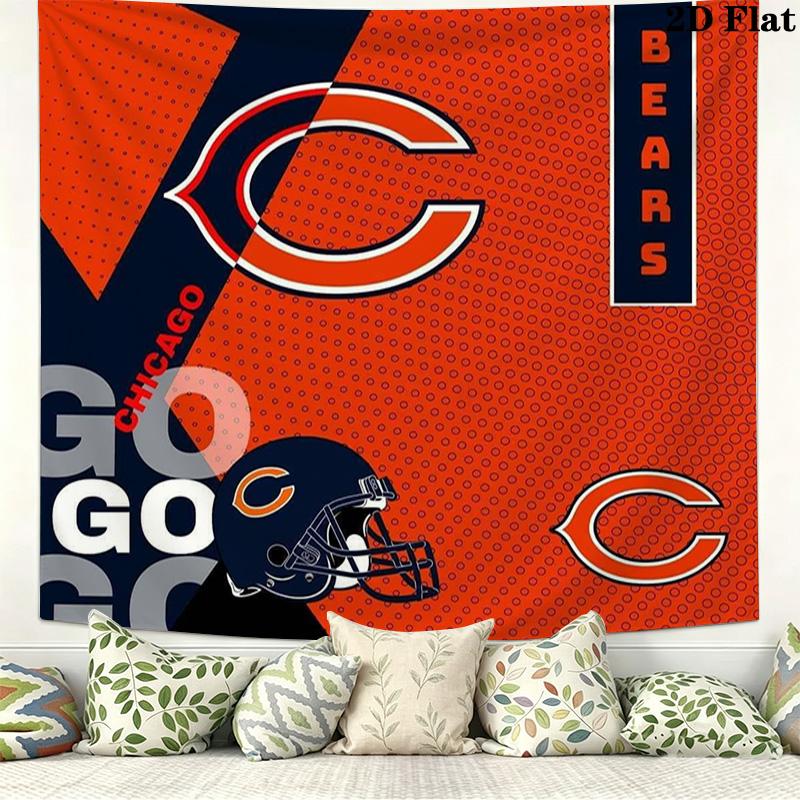 Chicago Bears Wall Tapestry Aesthetic Wall Hanging Printed Fabric Blanket Decorative Tapestries for Bedroom Living Room Home Decor
