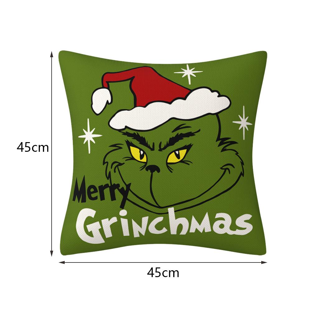 4Pcs Grinch Christmas Pillow Covers For Christmas Home Decorations, 45X45Cm