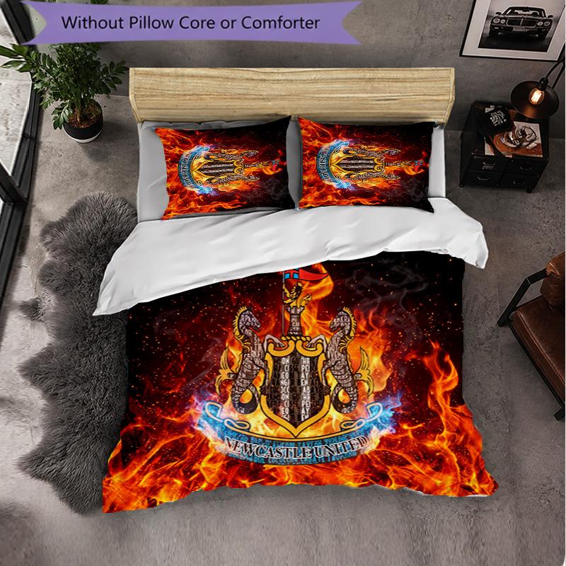 Футбольный комплект постельного белья Newcastle United из 3 предметов Мягкий пододеяльник с наволочками Комплект для декора спальни для дома