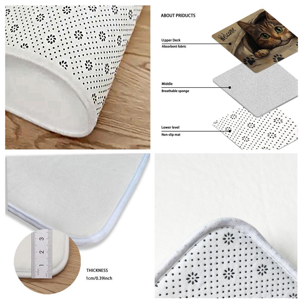 Водонепроницаемый кухонный коврик с принтом кошки, нескользящий, с толстой мягкой подкладкой для комфорта и против усталости