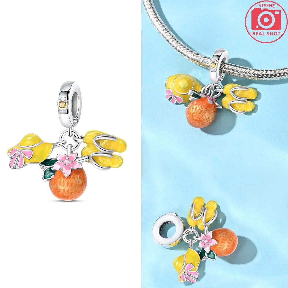 Exquisite Charms Copper Original Yellow Sunflowers Coconut Trees Roses Beads Fit Bracelet Women Jewelry Necklace Diy Gifts