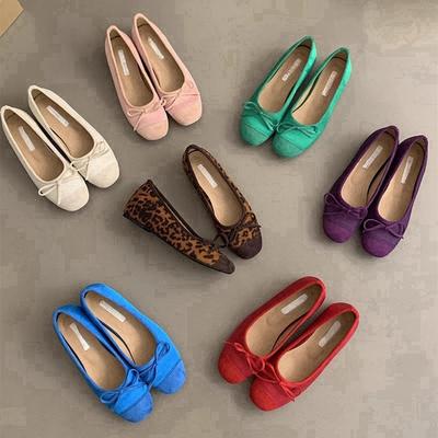 Внутренняя часть с толстой подошвой и мелким горлом, одинарные туфли женские, весна и осень, синие туфли Doudou, красные, женские туфли, нежный вечерний бриз, балетная фея