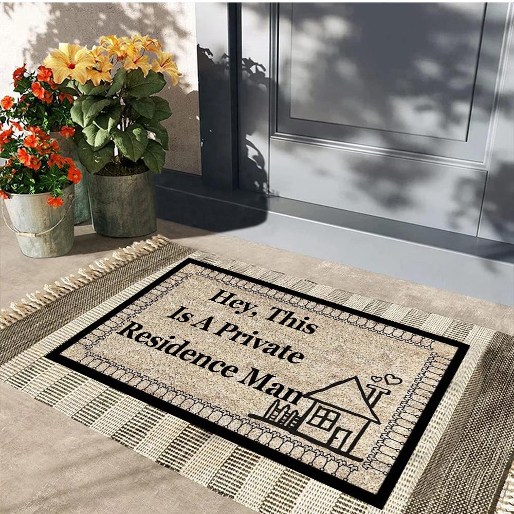 Hey,This is A Private Residence Doormat Rubber Bathroom Kitchen Mat Garden Garage Door Floor Mat Non-Slip Carpet Entrance Rug