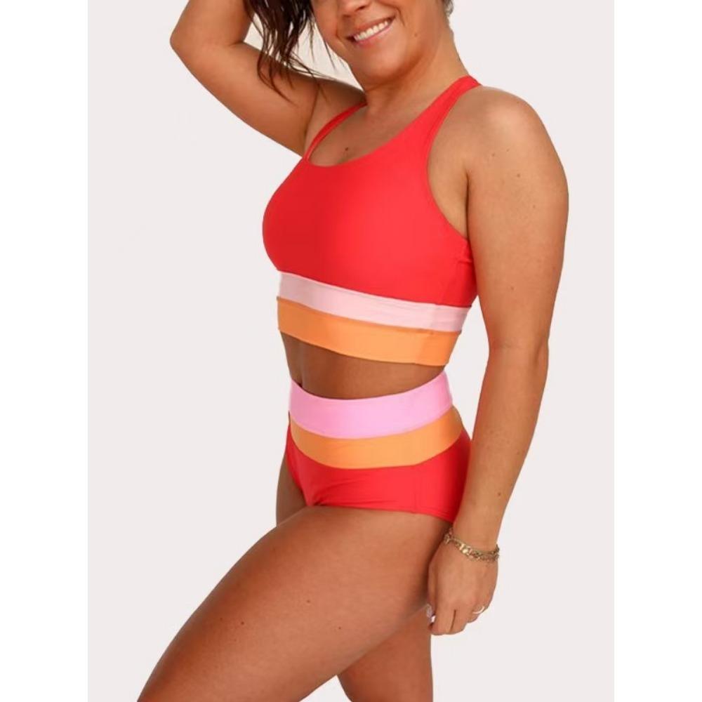 Раздельные купальники большого размера с европейским и американским принтом, купальник-бикини на молнии