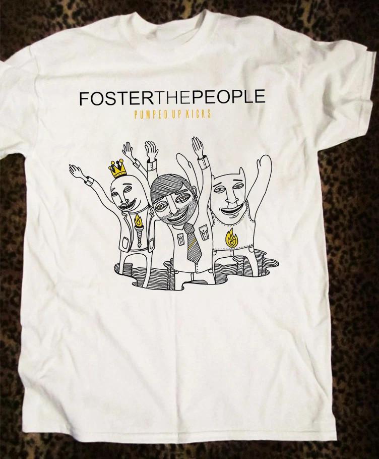 Ретро Футболка Foster The People Band Pumped Up Kicks Хлопок Белый S5XL AG831 Унисекс Футболка