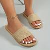 Женские однотонные повседневные шлепанцы 35–45 лет, легкие шлепанцы из плетеной соломы с мягкой подошвой, летние пляжные шлепанцы