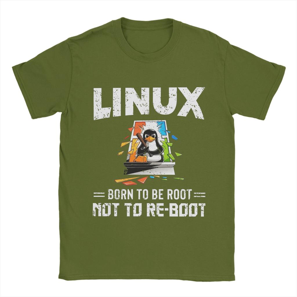 Men T-Shirts Linux Windows Vintage Cotton Tees Short Sleeve T Shirt Crew Neck Tops 4XL 5XL