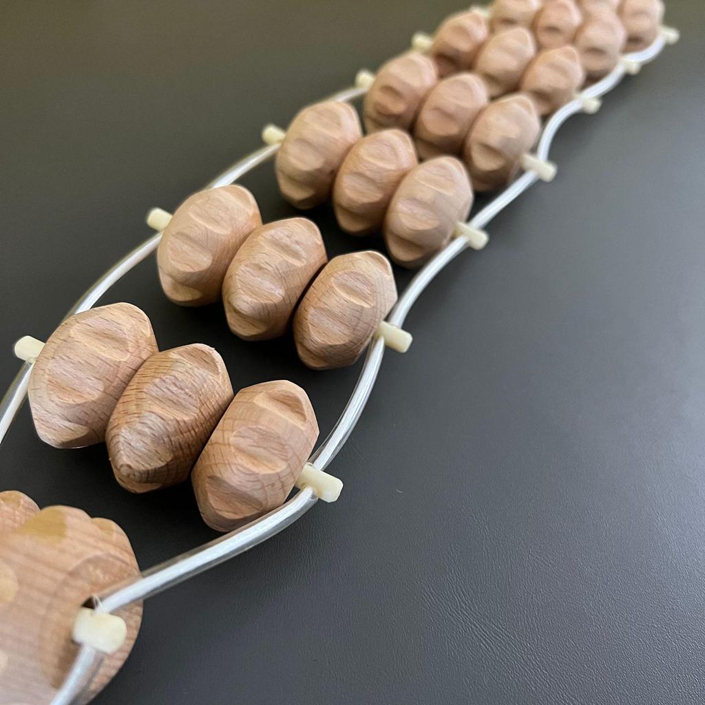 Beech Wood Manual Meridian Massager Roller for Shoulder and Back