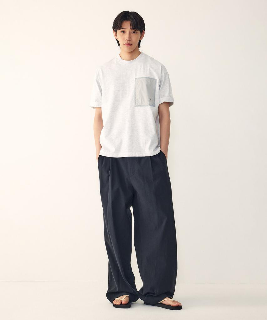 STUDIO TOMBOY [Men] Eyelet Pocket Detail Short Sleeve T-Shirt_Melange Gray 9156222314