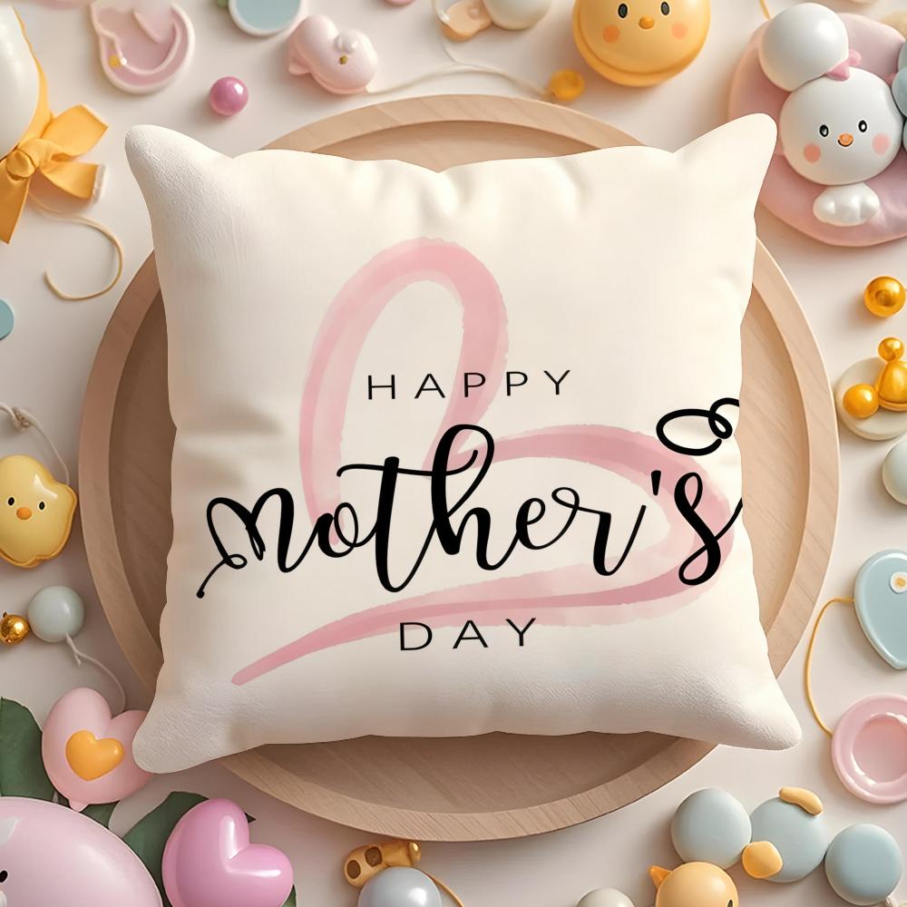 Mother'S Day Cushion Cover Plush Fabric Soft Double-Sided Printed Sofa Warm Winter Home Gift Pillow Case