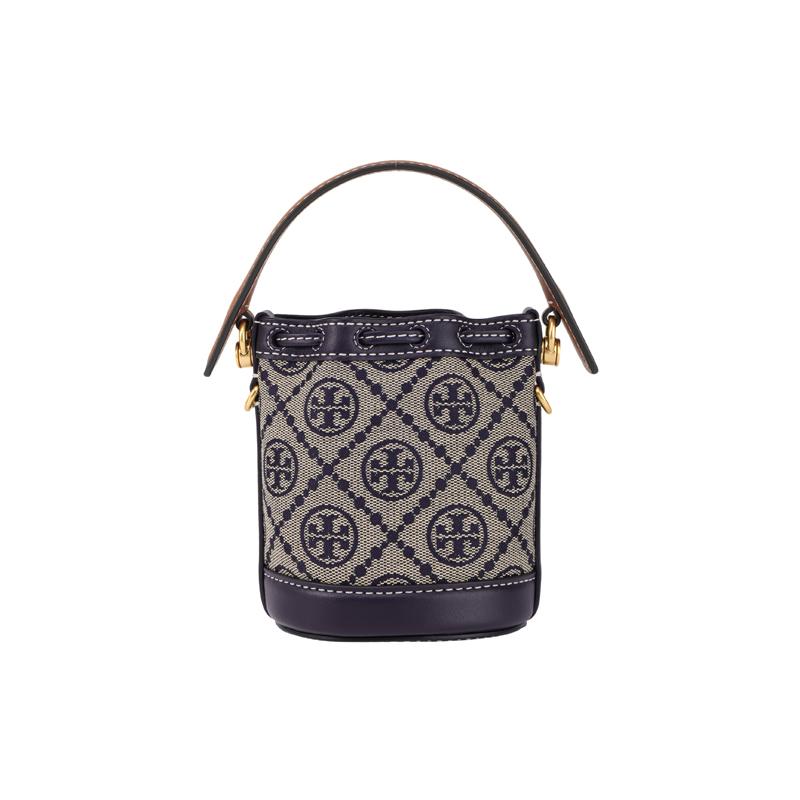 TORY BURCH Tang Libaiqi T Monogram Double T logo jacquard detachable shoulder strap pocket size with leather trim Tote bag Tote bag 146866-405