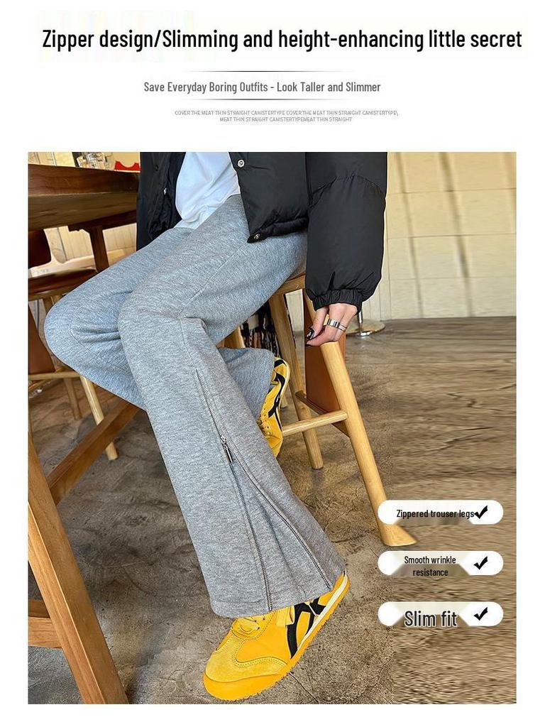 Женские утягивающие брюки для йоги с высокой посадкой и микроклешем, на флисовой подкладке, на молнии - Осенне-зимний тренд